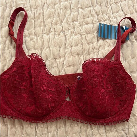 MAISON LEJABY UNDERWIRE RED BRA NEW Elegant Red Lace 34C - Picture 1 of 9